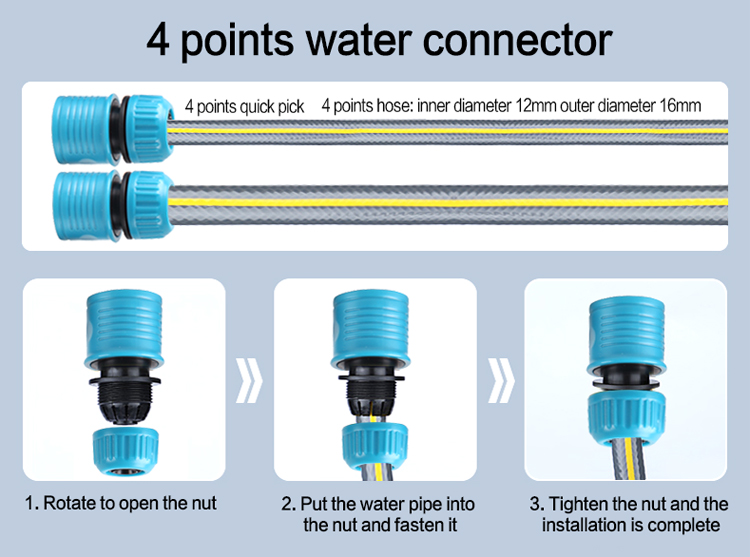 Conector de agua de 4 puntos.