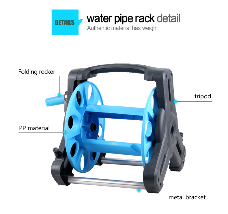 Detalles del carro y carrete de manguera giratorio resistente para jard&iacute;n