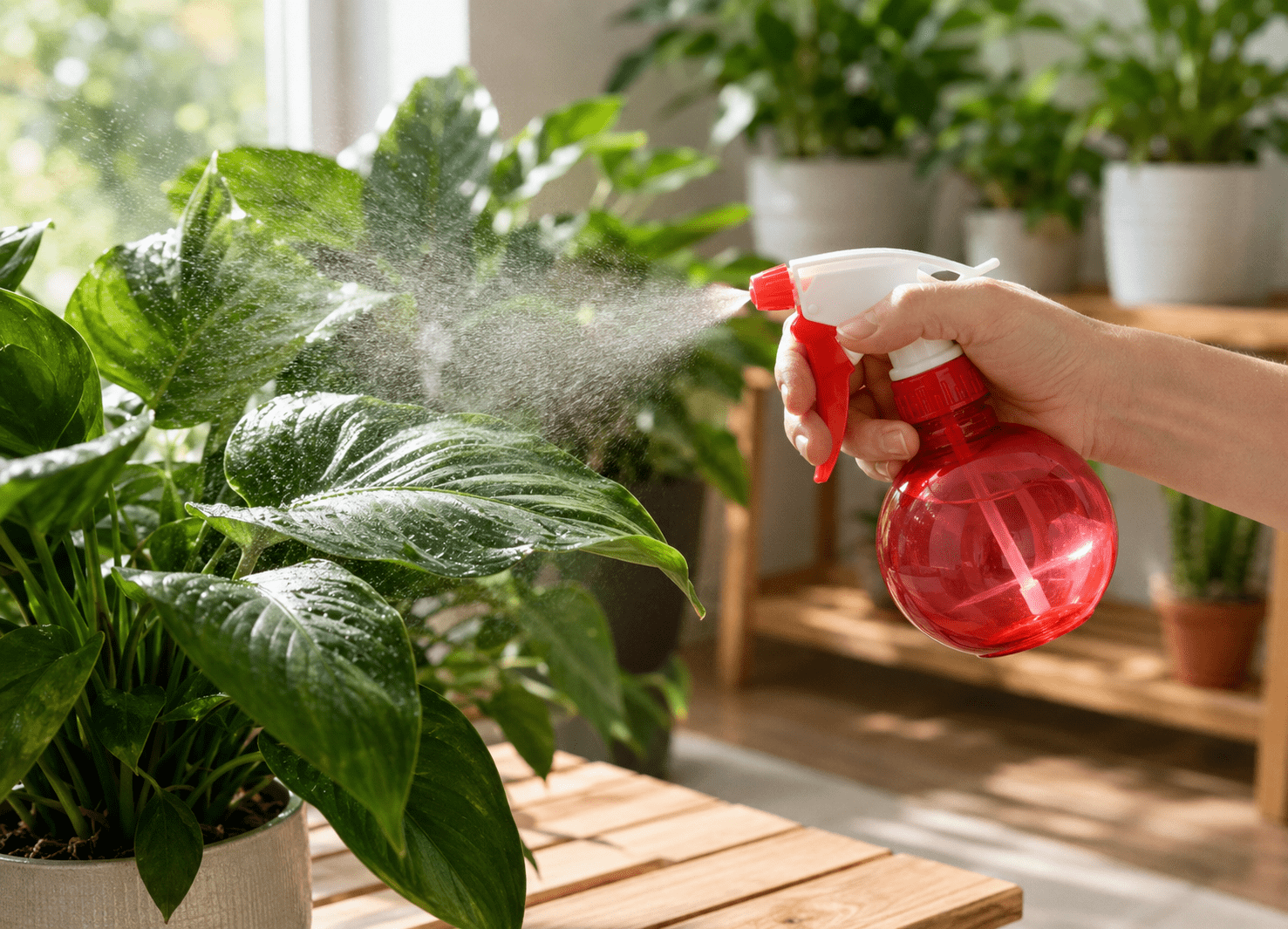 Cómo rociar las hojas de las plantas sin crear grandes manchas húmedas